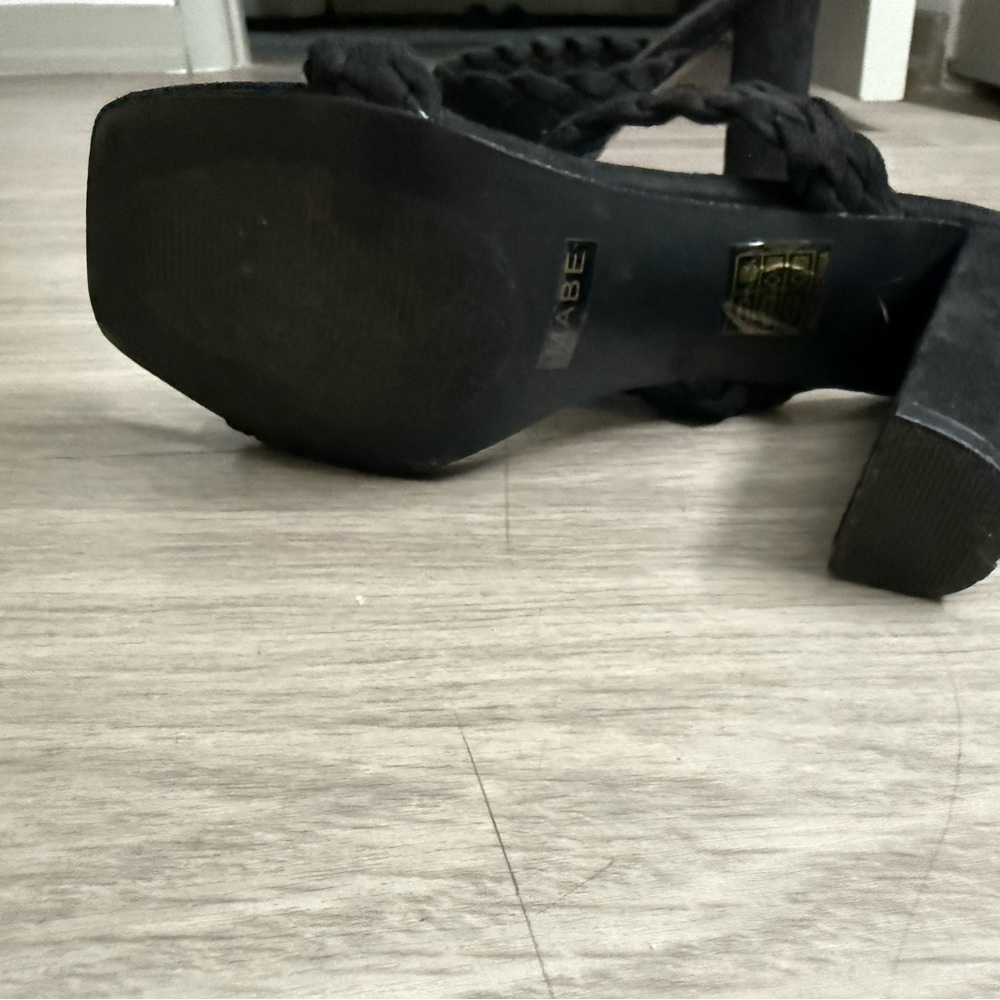 Miss Lola Black Braided Strap Heels - Picture 3 of 3